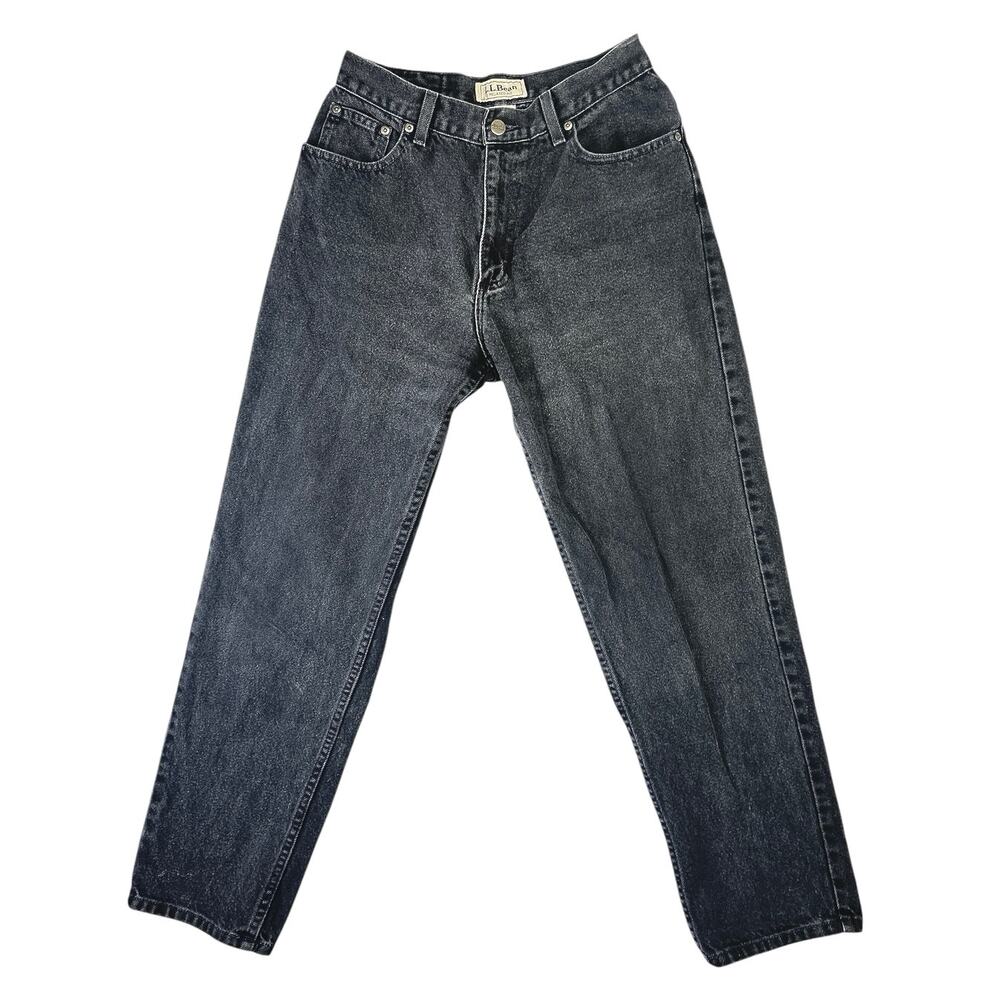 L.L. Bean Women's Black High Rise Relaxed Fit Straight Leg Denim Jeans Size 8R